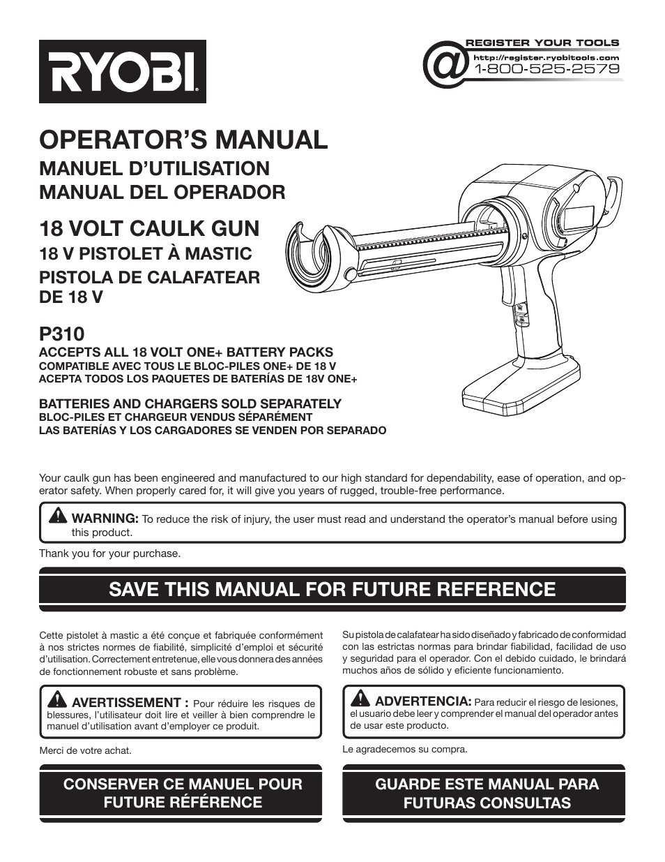 Ryobi P310 User Manual | 28 pages