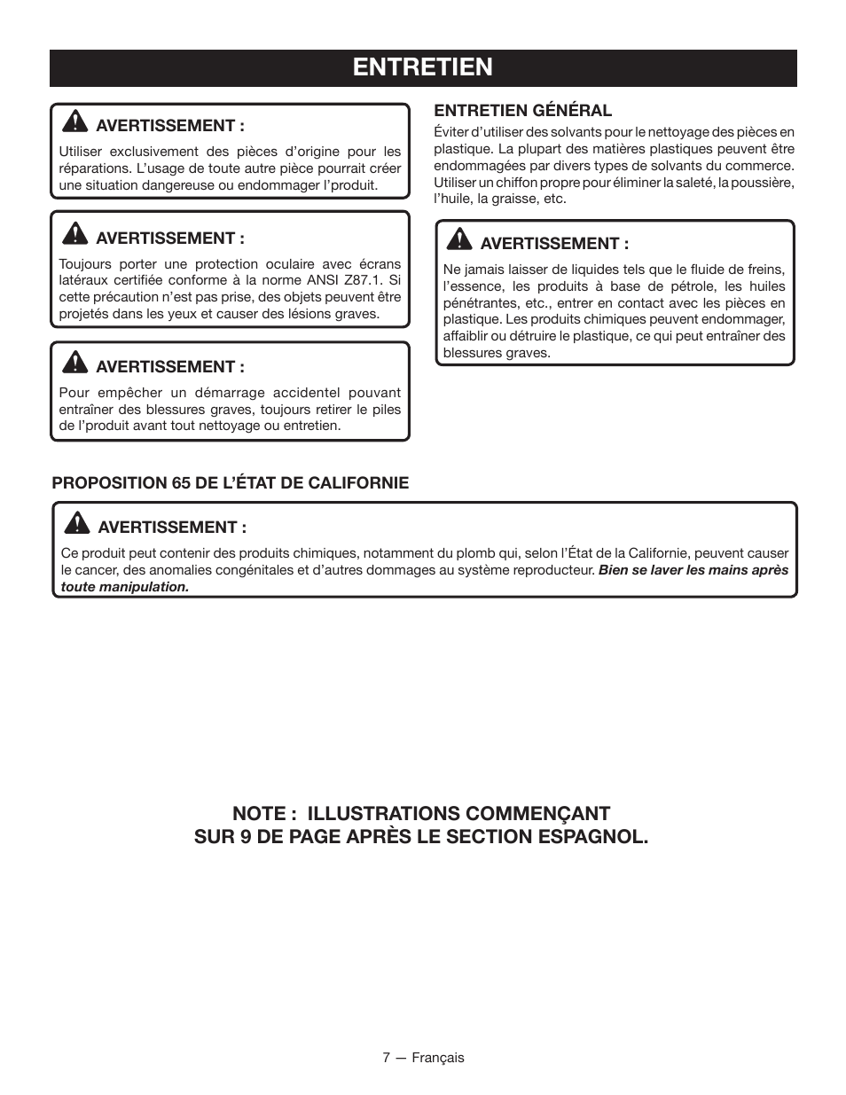 Entretien | Ryobi P310G User Manual | Page 14 / 24