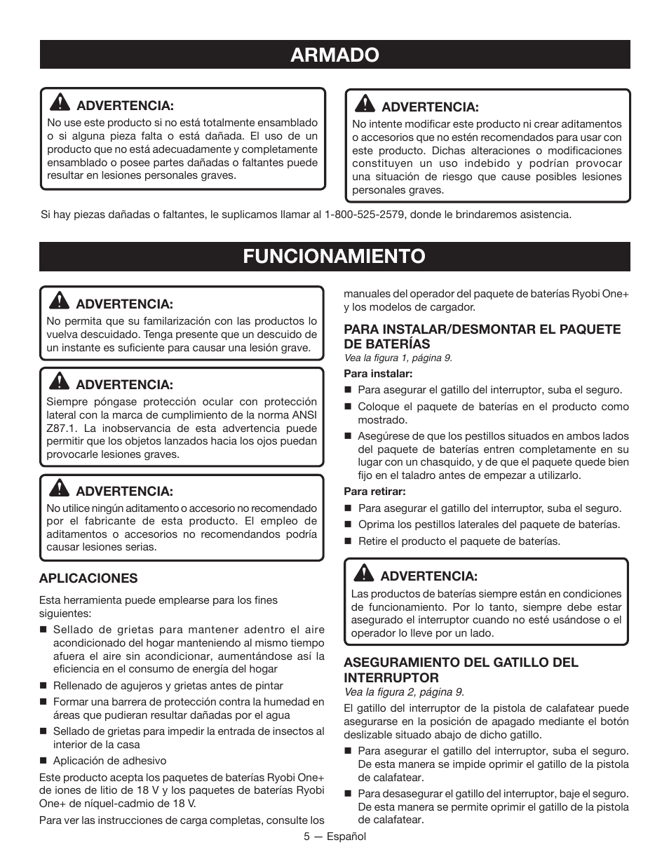 Armado, Funcionamiento | Ryobi P310G User Manual | Page 19 / 24