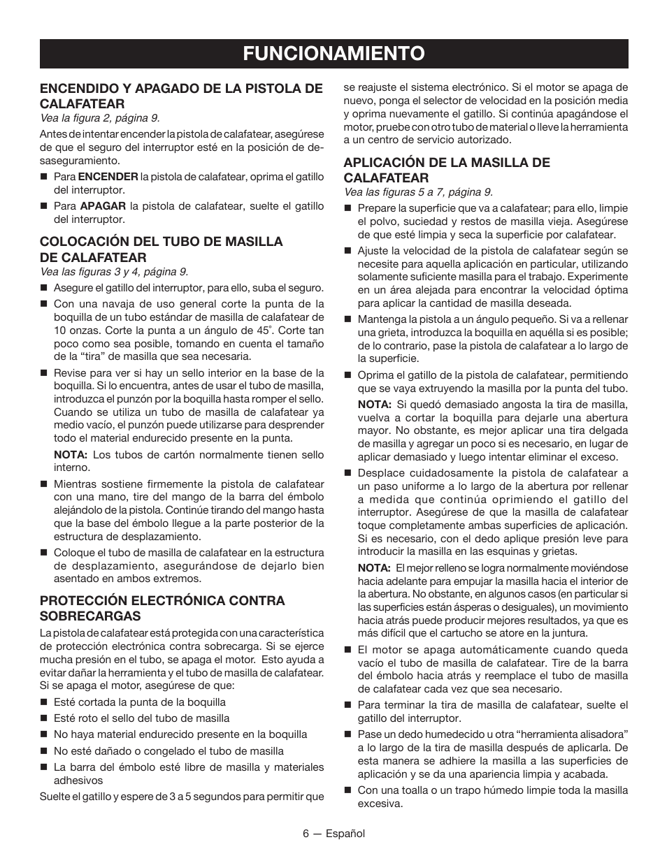 Funcionamiento | Ryobi P310G User Manual | Page 20 / 24