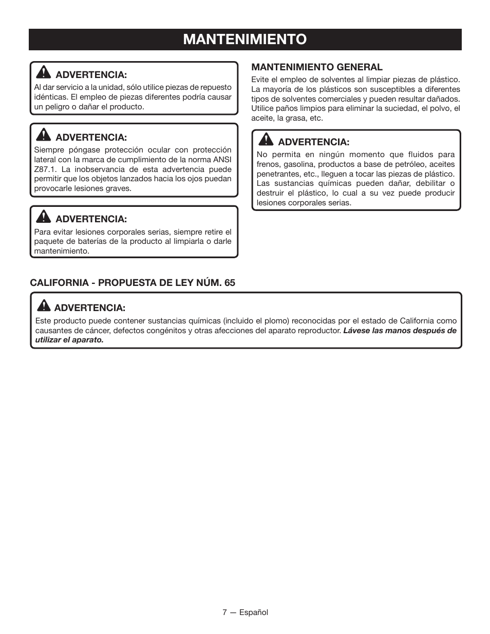 Mantenimiento | Ryobi P310G User Manual | Page 21 / 24