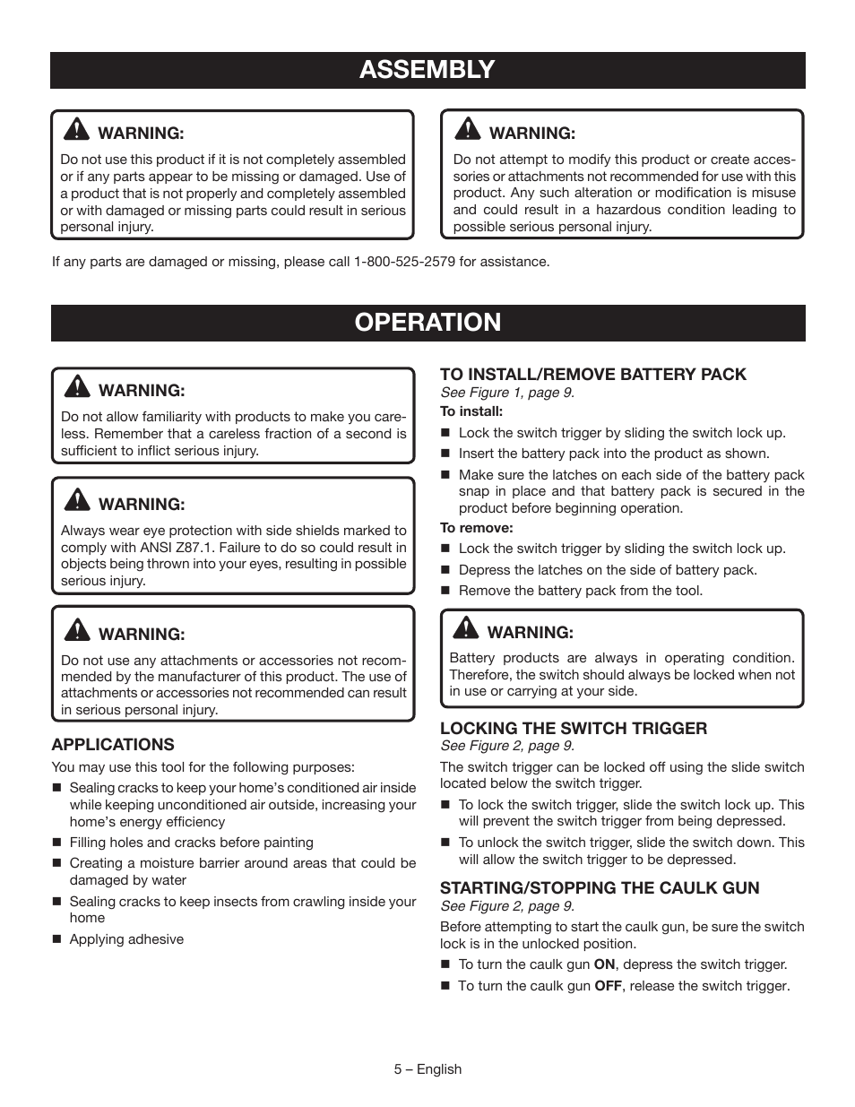 Assembly, Operation | Ryobi P310G User Manual | Page 5 / 24