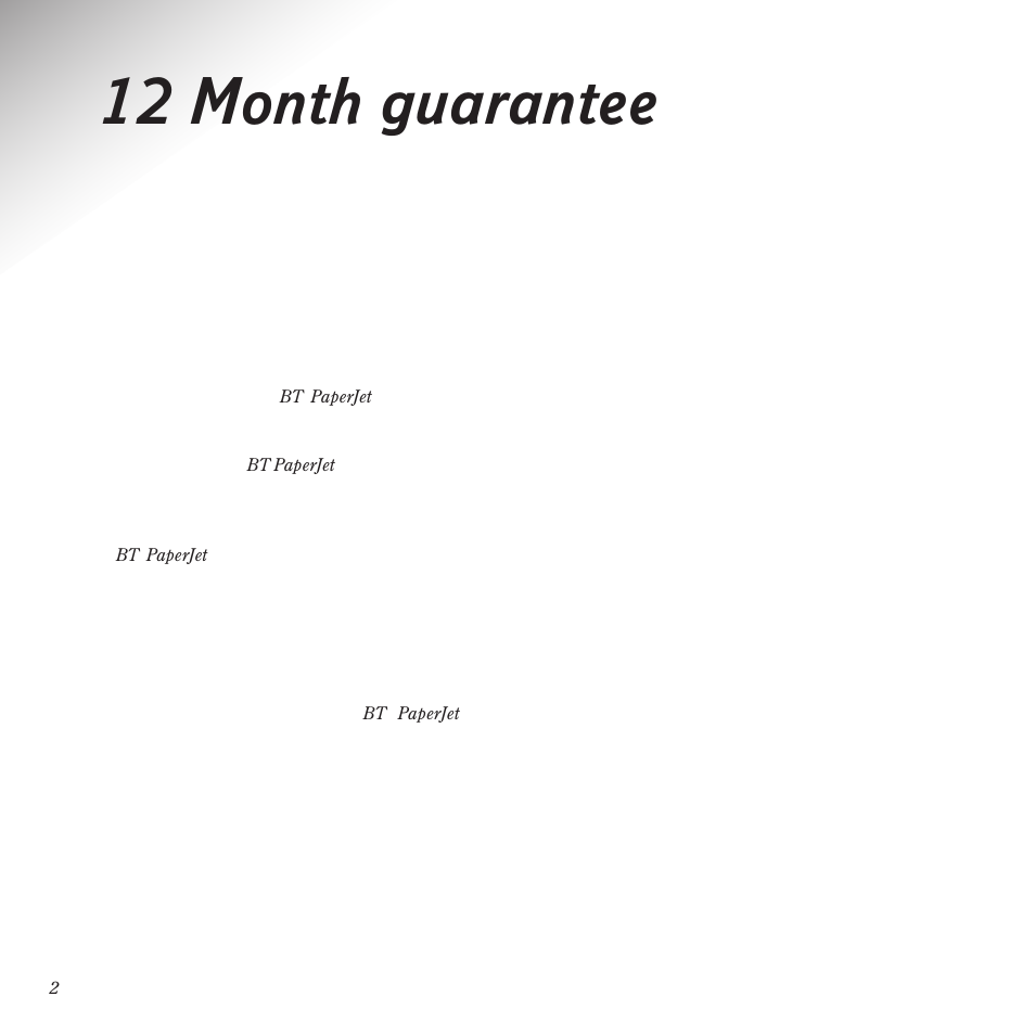 12 month guarantee | BT PaperJet 55E User Manual | Page 2 / 54