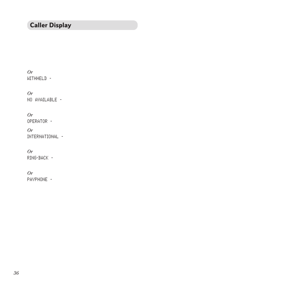 Caller display | BT PaperJet 55E User Manual | Page 36 / 54