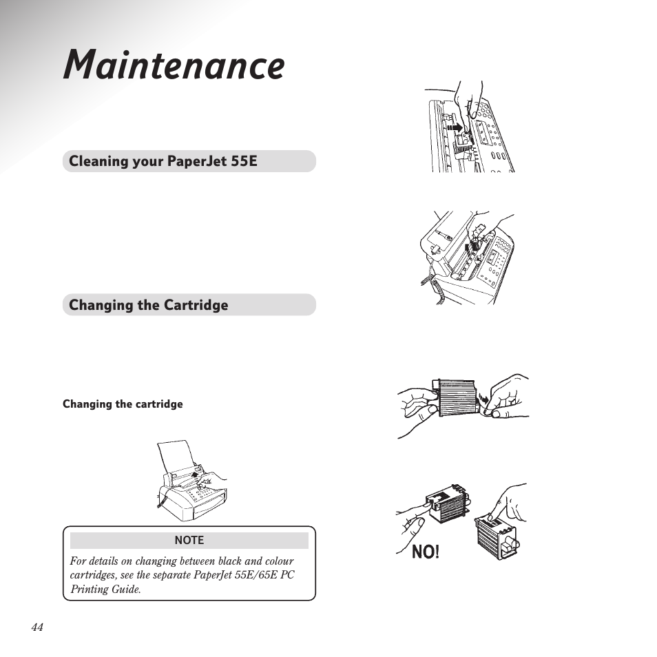 Maintenance | BT PaperJet 55E User Manual | Page 44 / 54
