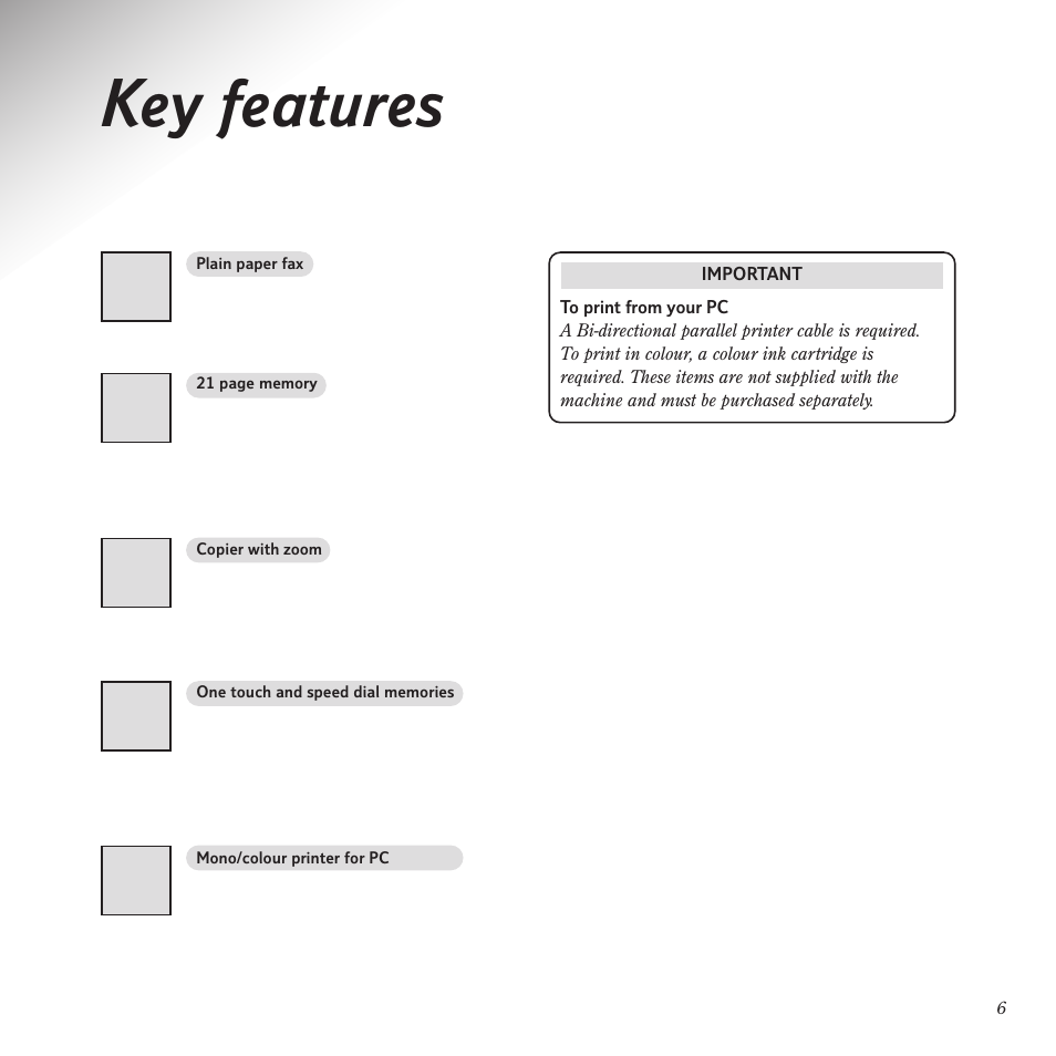 Key features | BT PaperJet 55E User Manual | Page 6 / 54