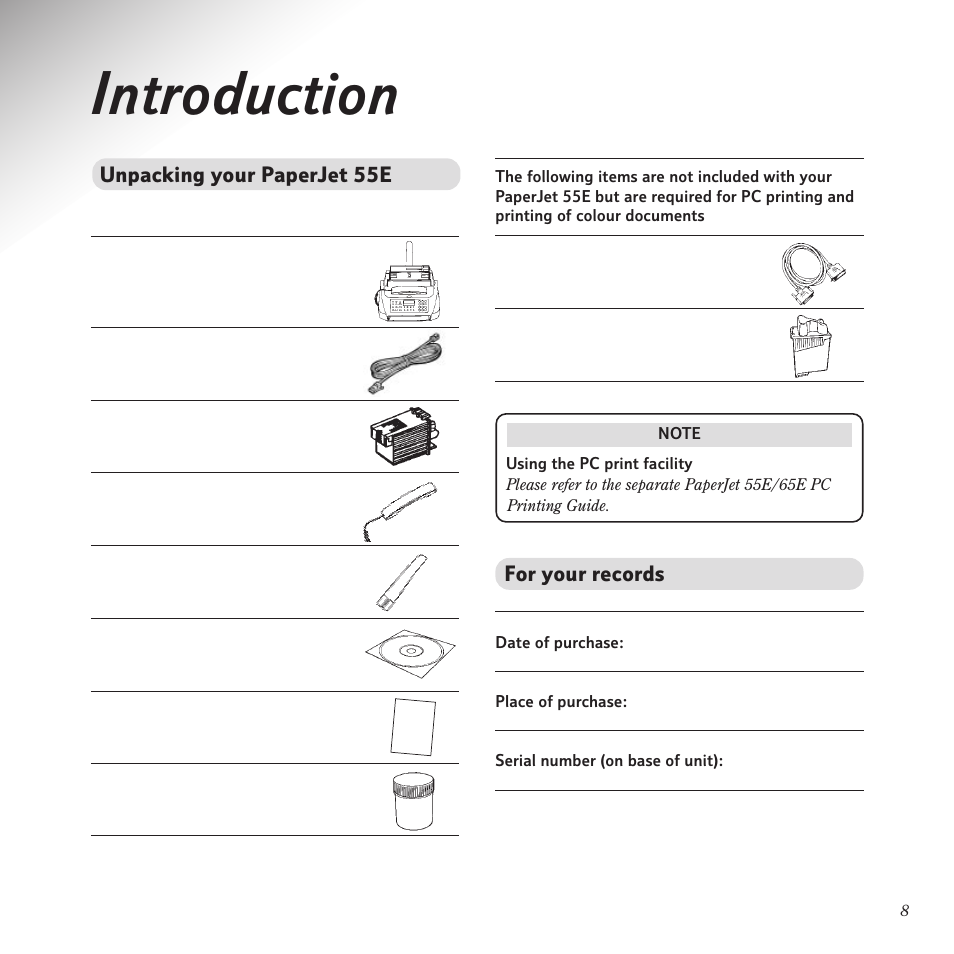 Introduction | BT PaperJet 55E User Manual | Page 8 / 54