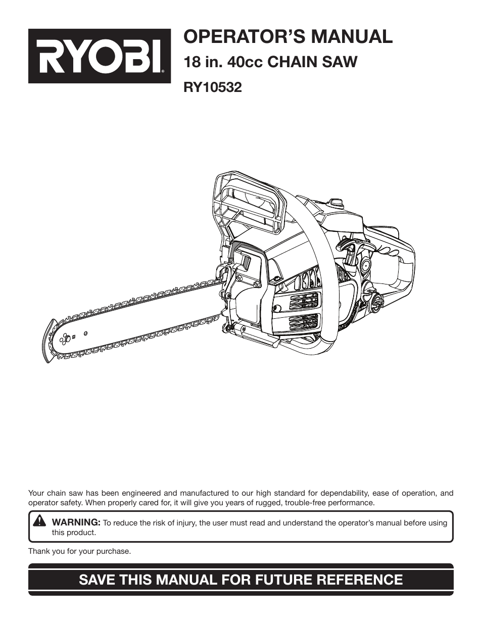 Ryobi RY10532 User Manual | 38 pages