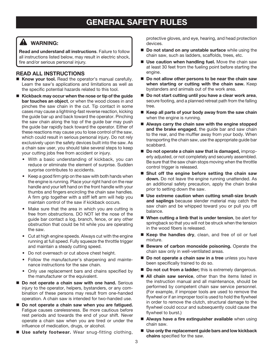 General safety rules | Ryobi RY10532 User Manual | Page 3 / 38