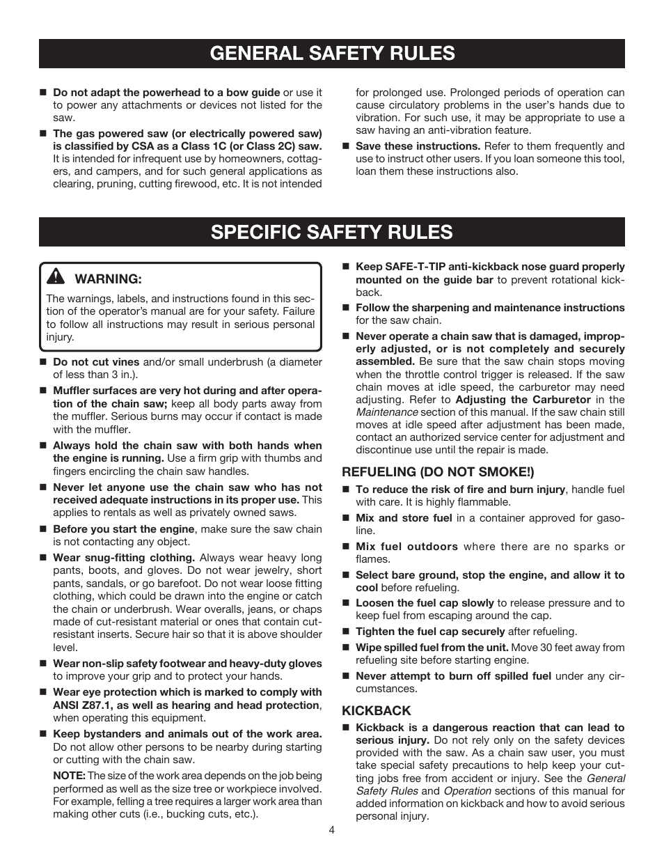 General safety rules specific safety rules | Ryobi RY10532 User Manual | Page 4 / 38