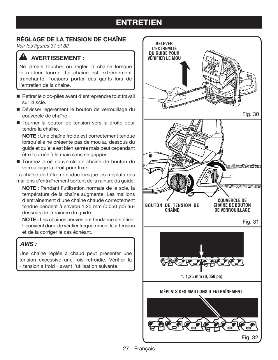 Entretien | Ryobi RY40500 User Manual | Page 58 / 96