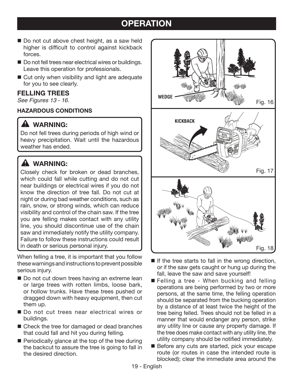 Operation | Ryobi RY40502 User Manual | Page 19 / 92