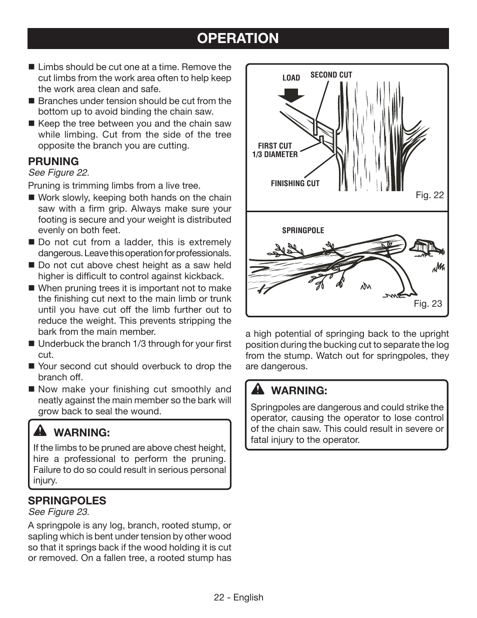 Operation | Ryobi RY40502 User Manual | Page 22 / 92