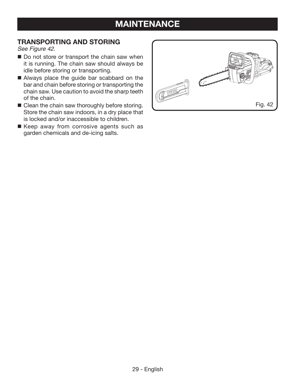 Maintenance | Ryobi RY40502 User Manual | Page 29 / 92