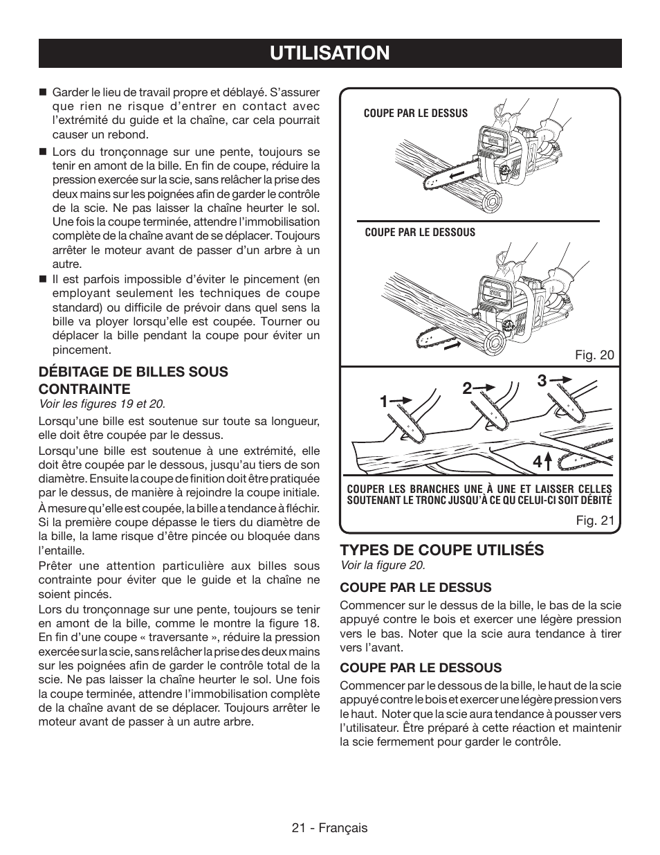 Utilisation | Ryobi RY40502 User Manual | Page 50 / 92