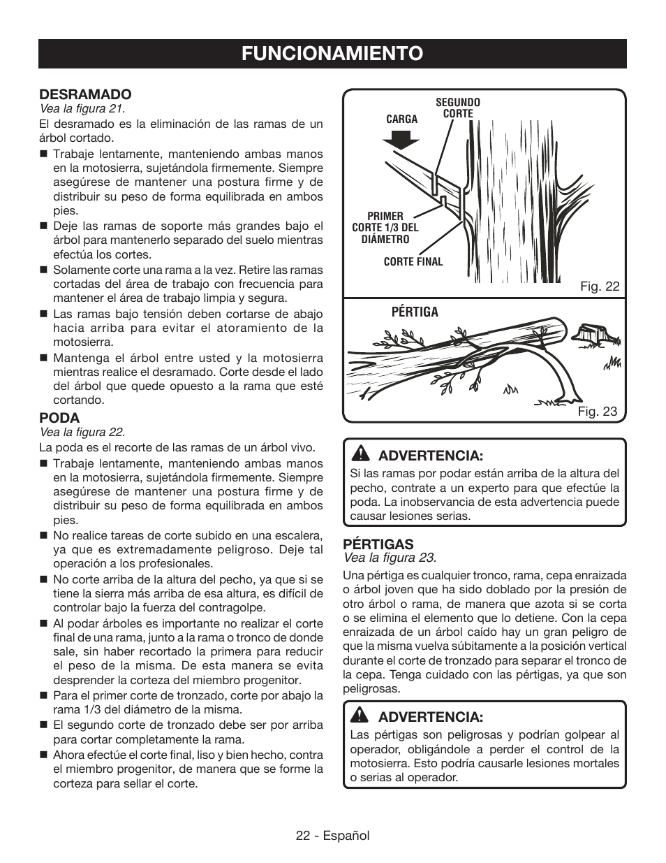 Funcionamiento | Ryobi RY40502 User Manual | Page 80 / 92