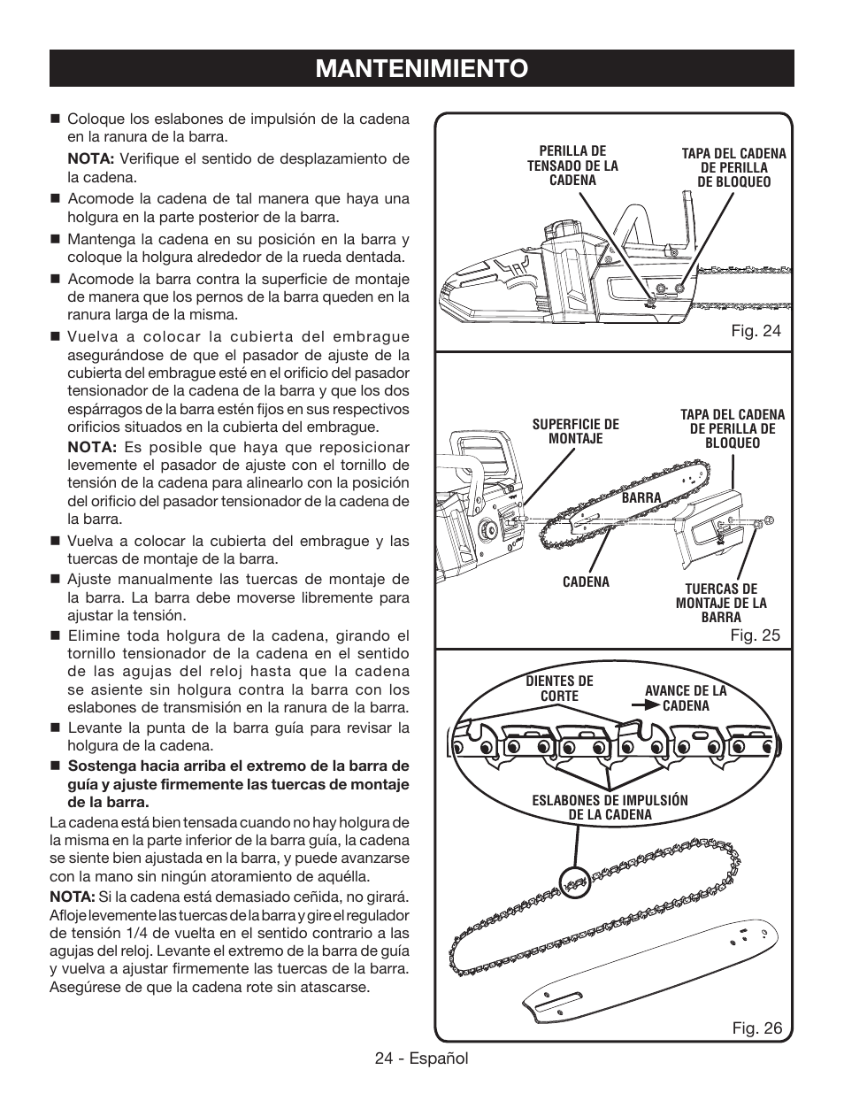 Mantenimiento | Ryobi RY40502 User Manual | Page 82 / 92