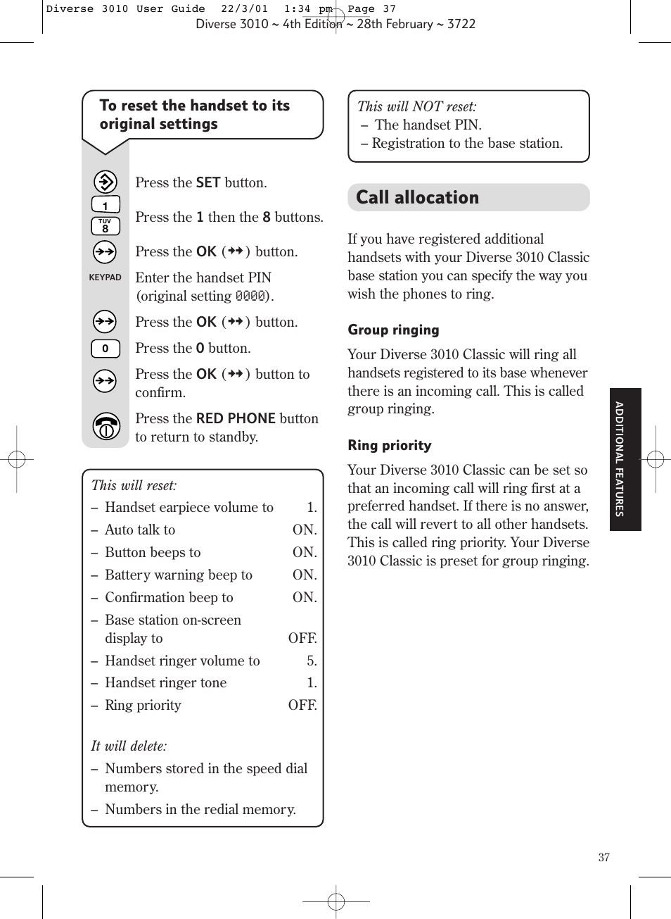 Call allocation | BT 3010 Classic User Manual | Page 41 / 59