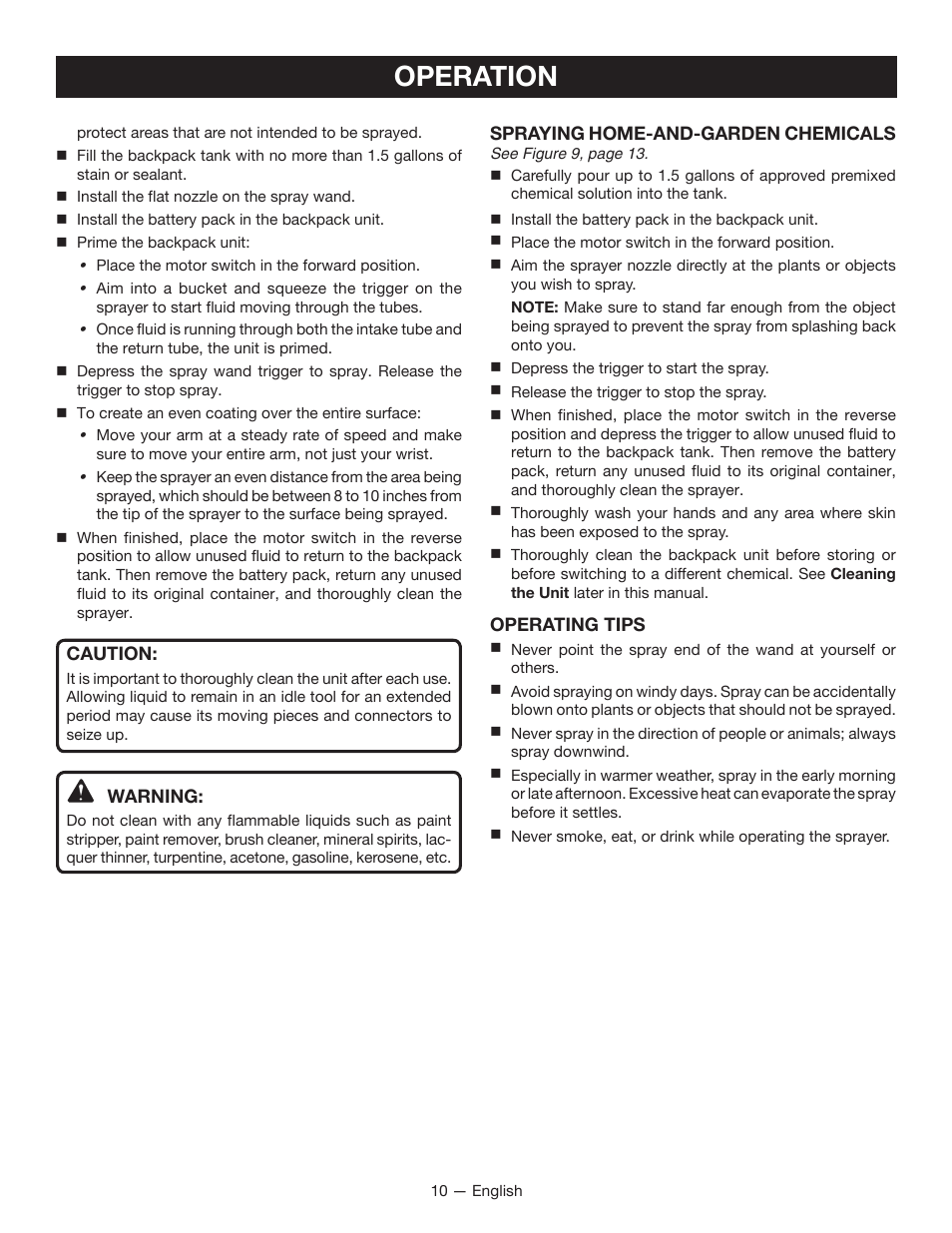 Operation | Ryobi P640K User Manual | Page 10 / 36