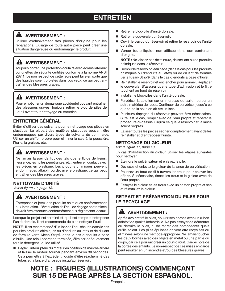 Entretien | Ryobi P640K User Manual | Page 21 / 36