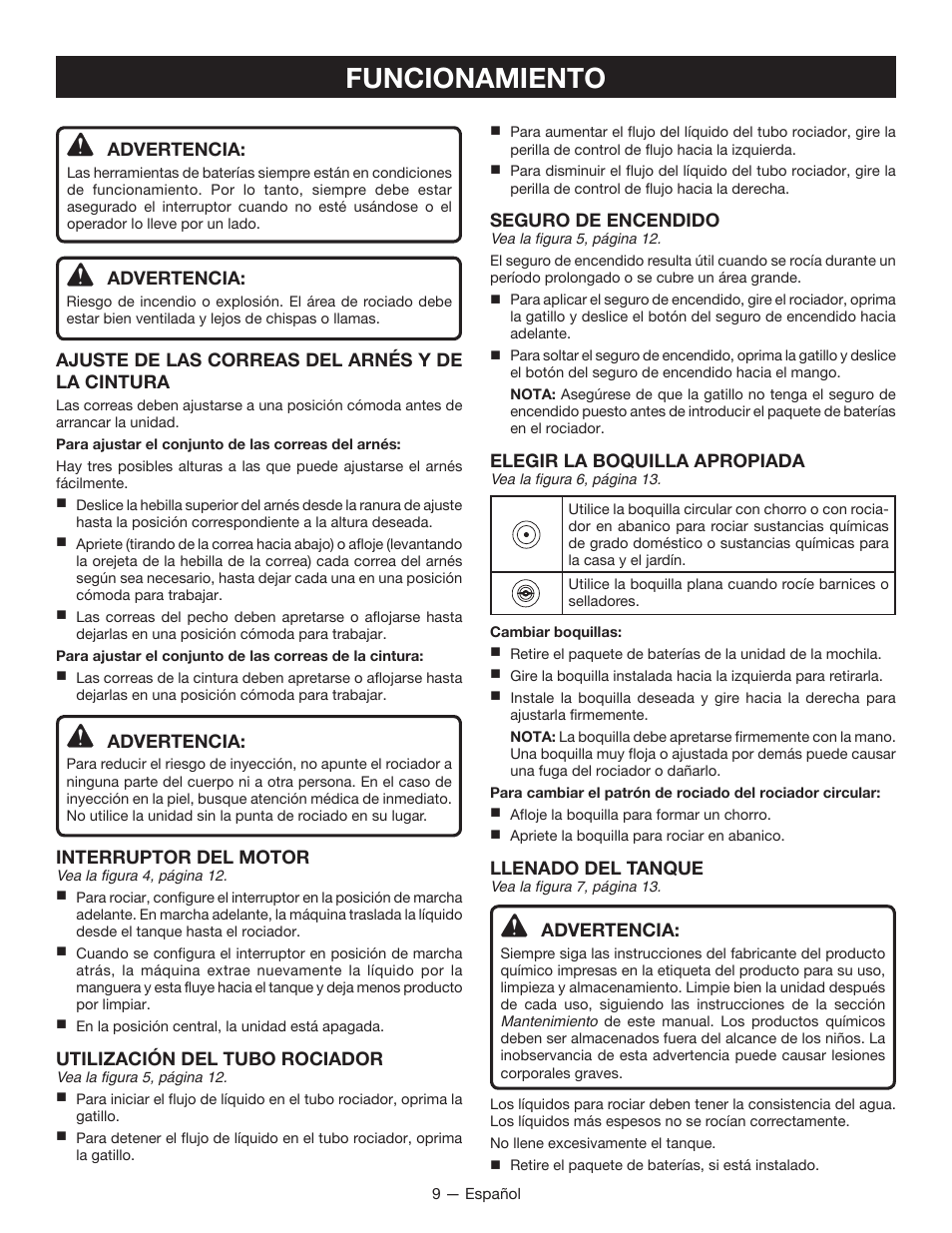 Funcionamiento | Ryobi P640K User Manual | Page 29 / 36