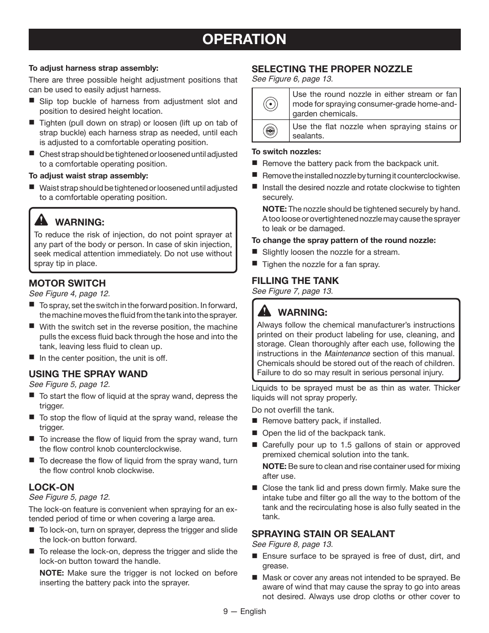 Operation | Ryobi P640K User Manual | Page 9 / 36