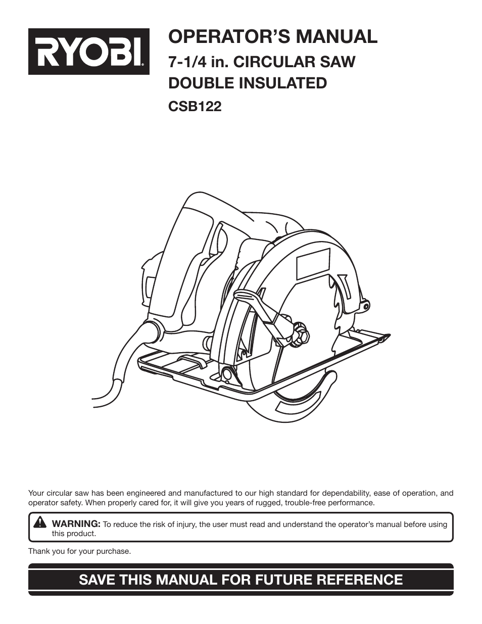 Ryobi CSB122 User Manual | 22 pages