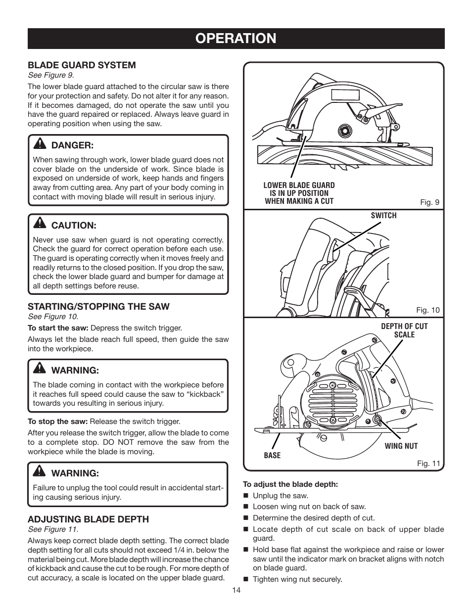 Operation | Ryobi CSB122 User Manual | Page 14 / 22