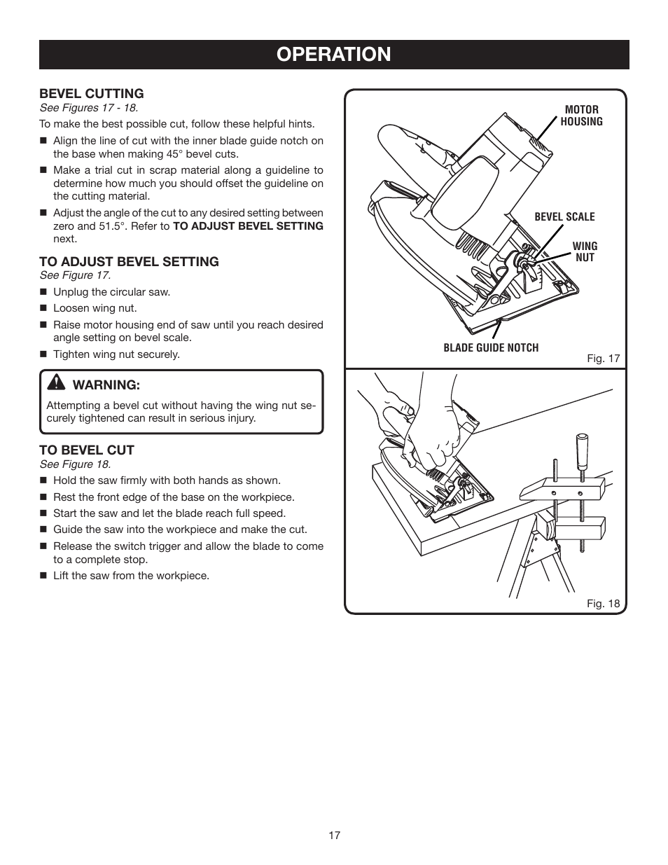 Operation | Ryobi CSB122 User Manual | Page 17 / 22