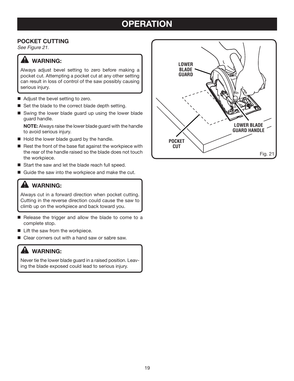 Operation | Ryobi CSB122 User Manual | Page 19 / 22