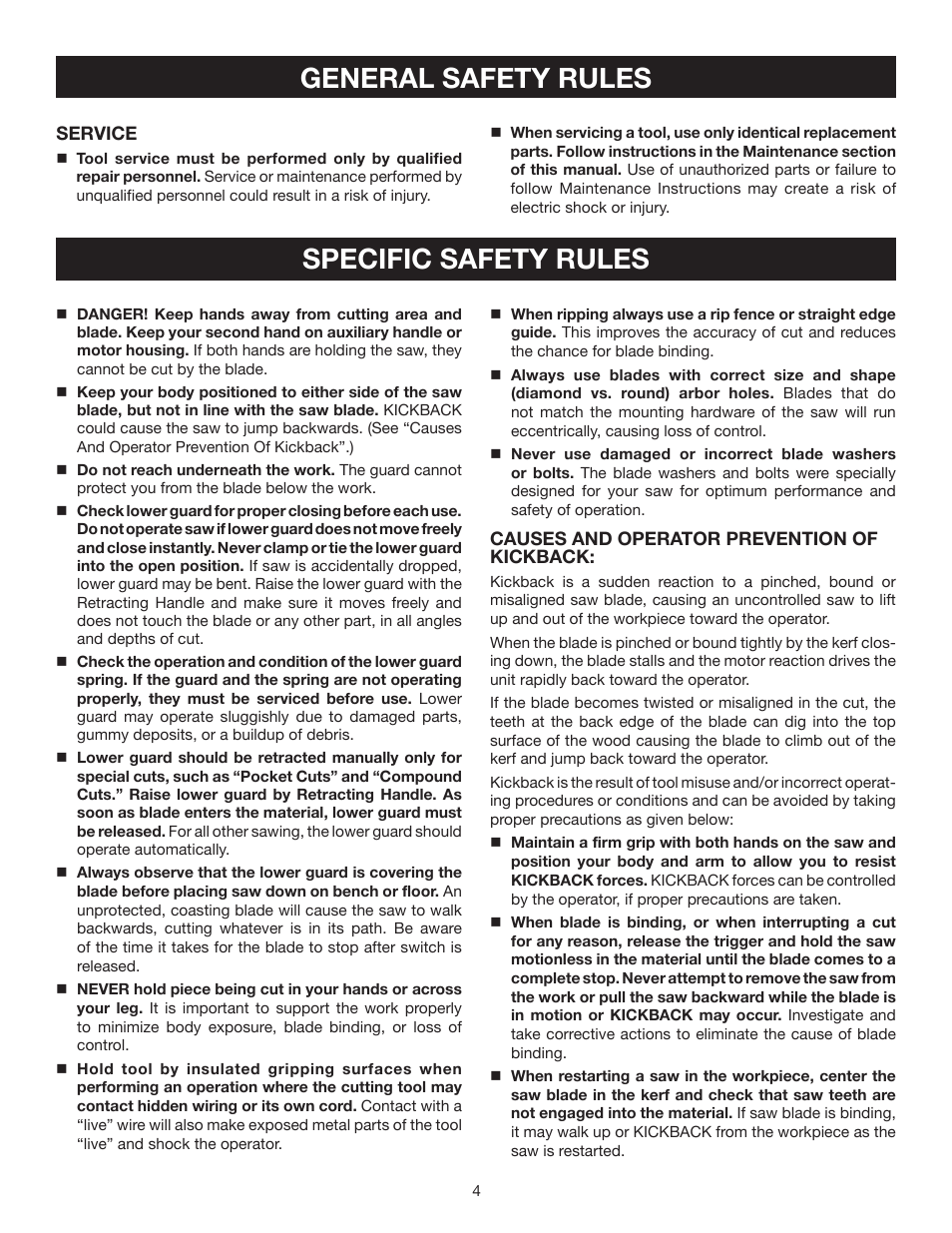 General safety rules specific safety rules | Ryobi CSB122 User Manual | Page 4 / 22