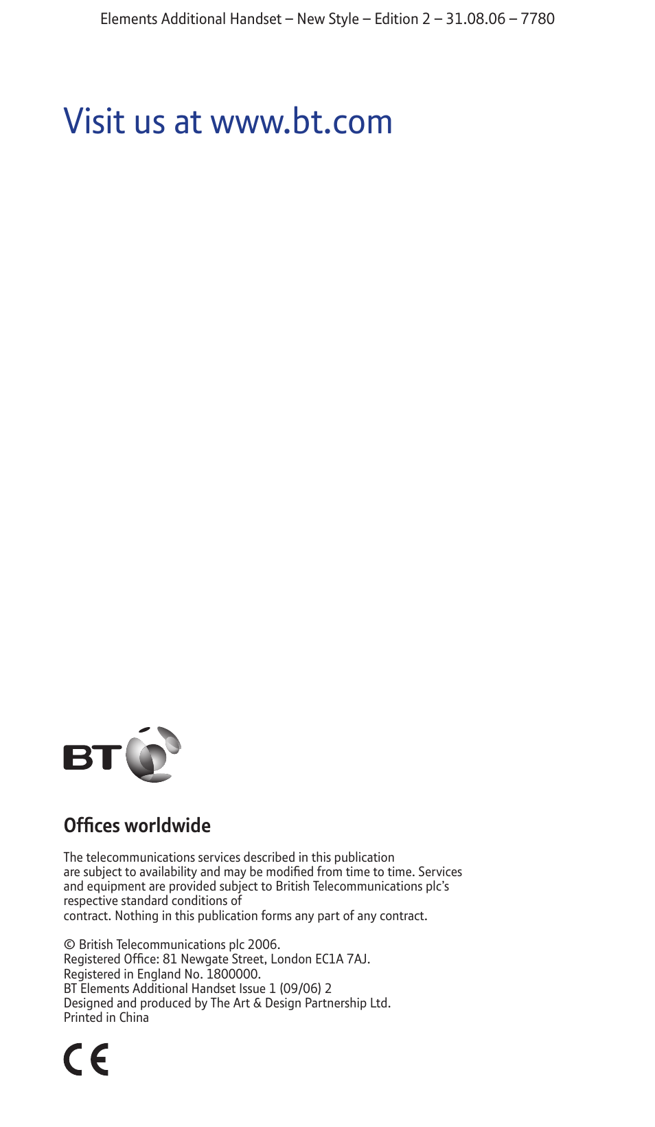 Offices worldwide | BT 7780 User Manual | Page 14 / 14