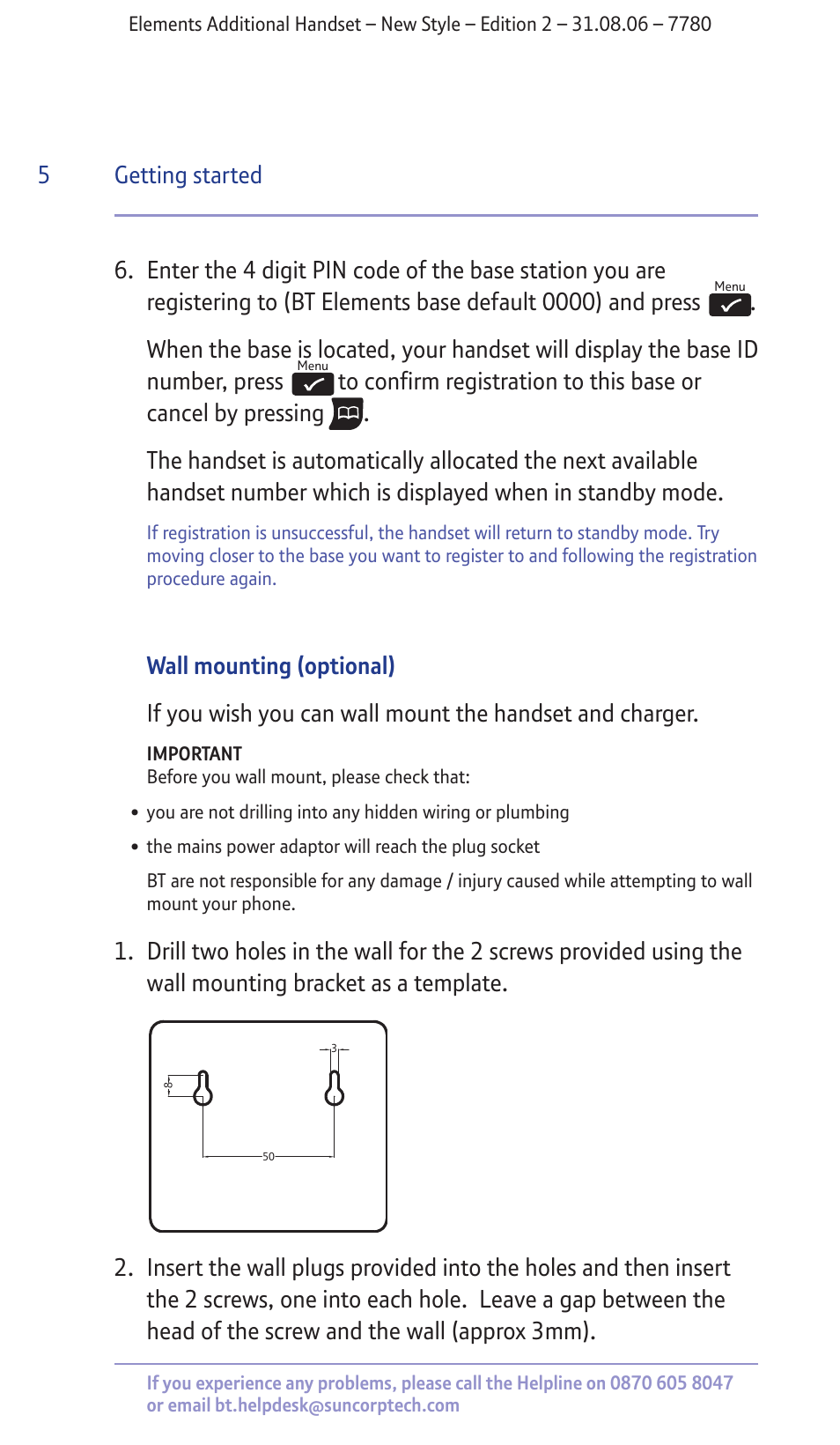 Getting started 5 | BT 7780 User Manual | Page 5 / 14