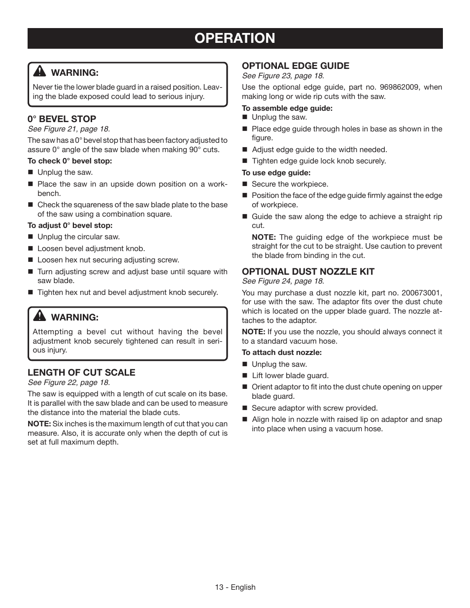 Operation | Ryobi CSB123 User Manual | Page 13 / 48
