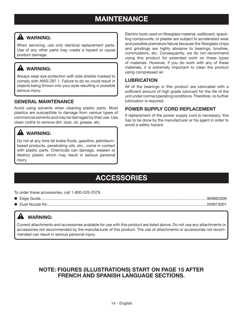 Maintenance, Accessories | Ryobi CSB123 User Manual | Page 14 / 48