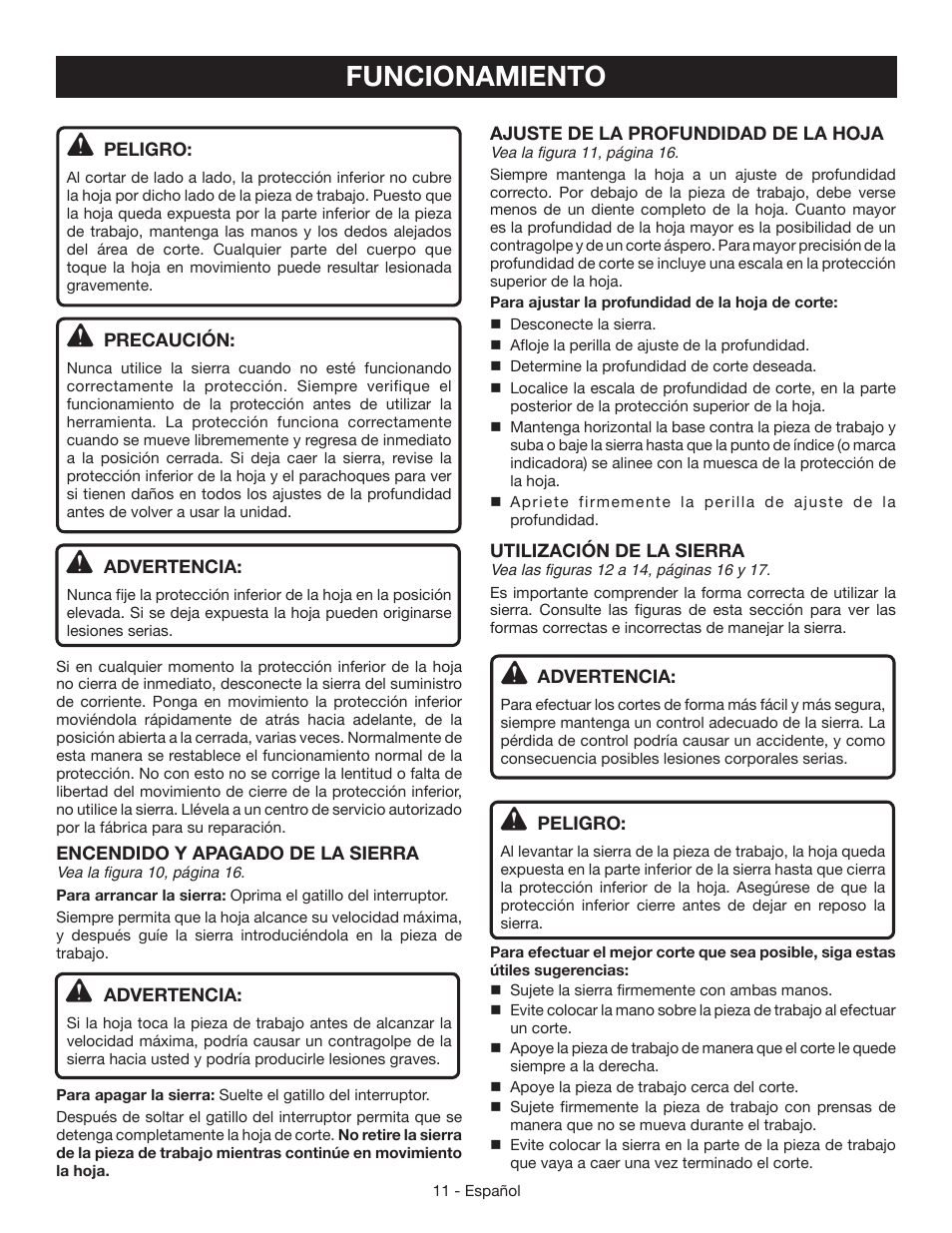 Funcionamiento | Ryobi CSB123 User Manual | Page 37 / 48