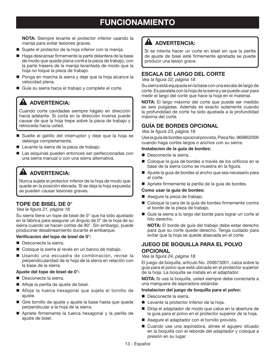 Funcionamiento | Ryobi CSB123 User Manual | Page 39 / 48