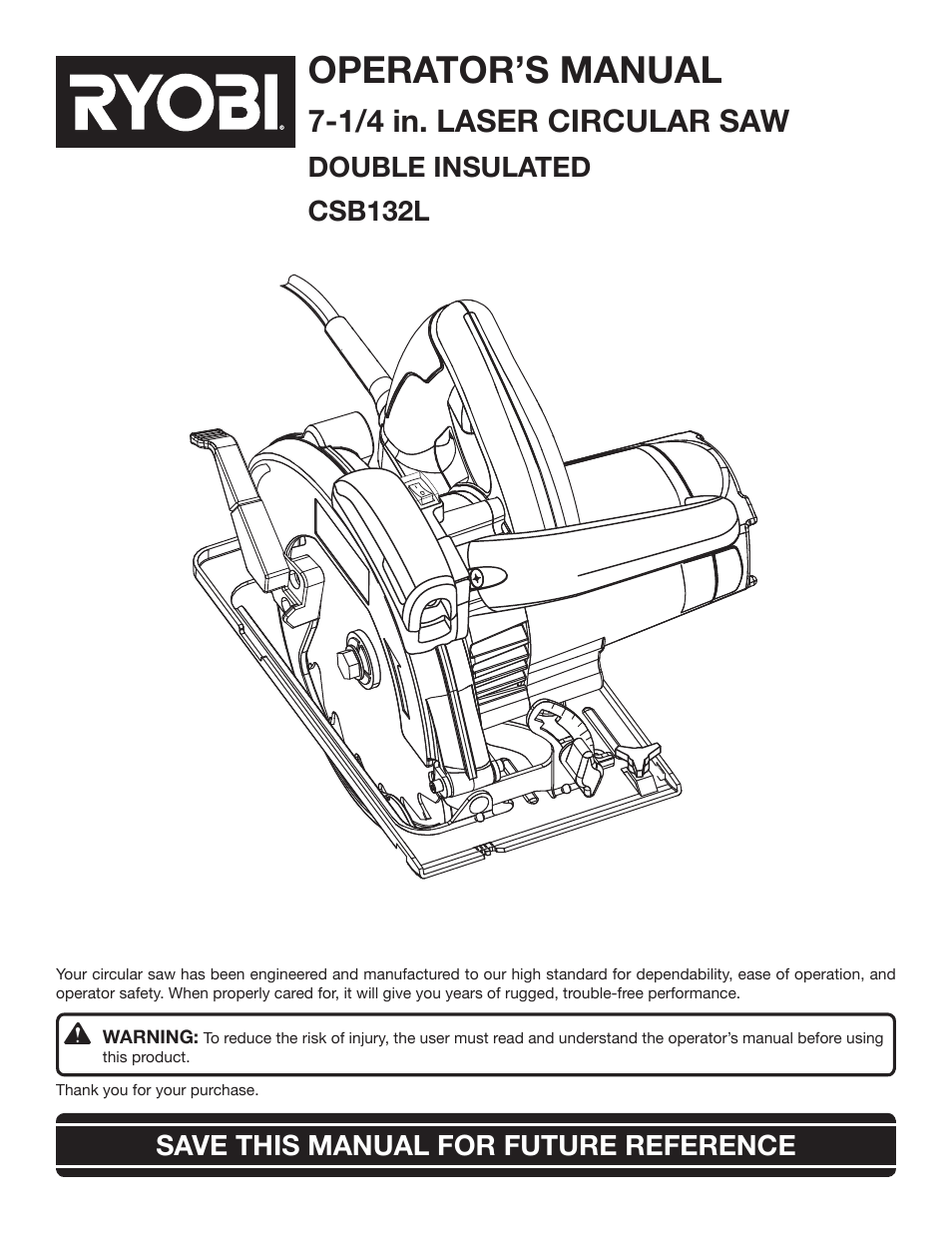 Ryobi CSB132L User Manual | 24 pages