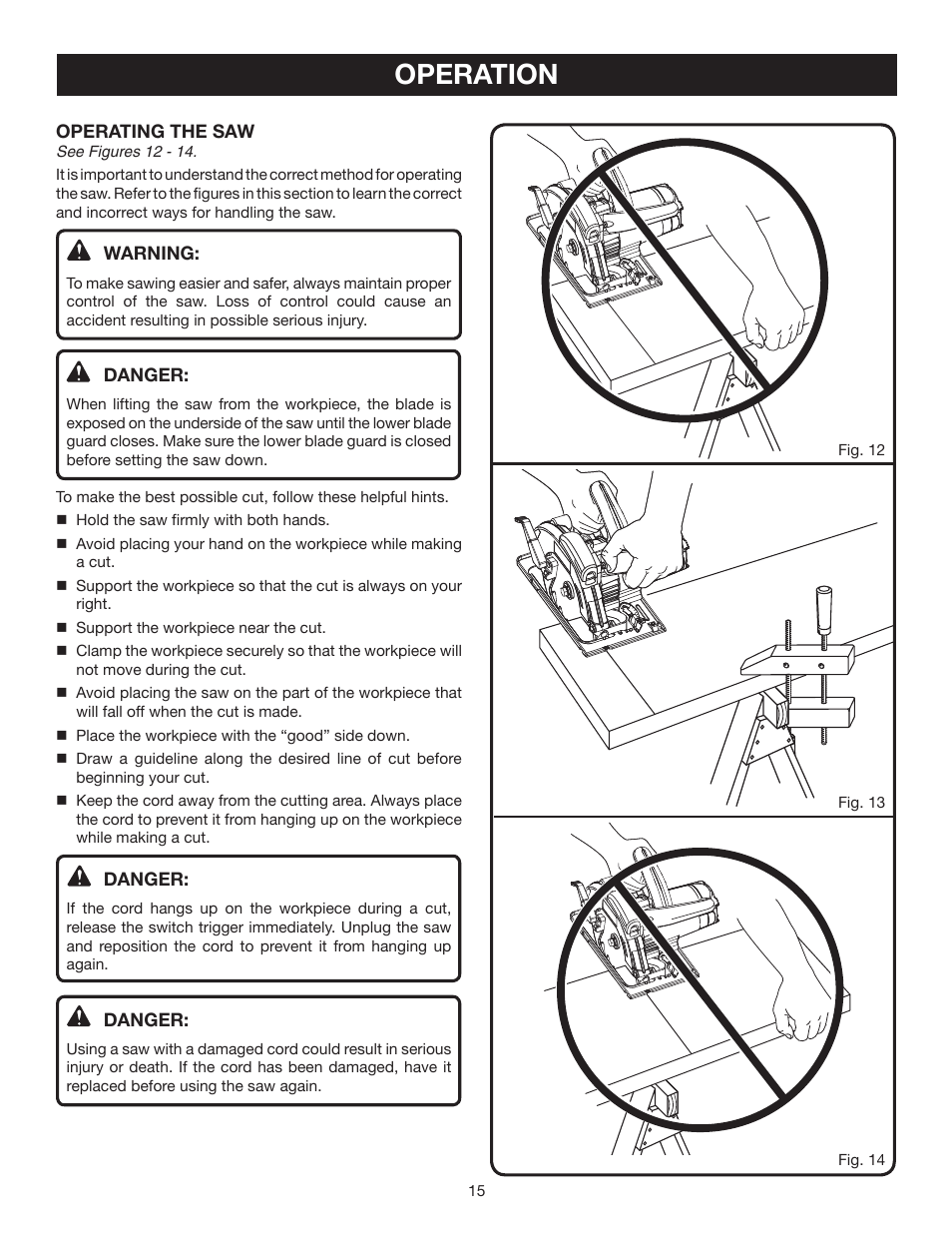 Operation | Ryobi CSB132L User Manual | Page 15 / 24