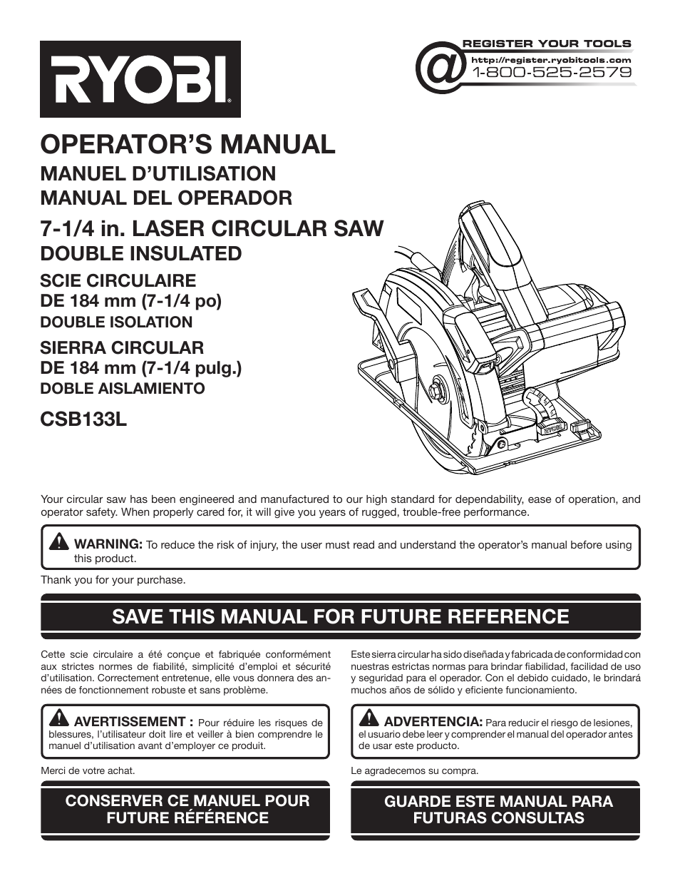 Ryobi CSB133L User Manual | 52 pages