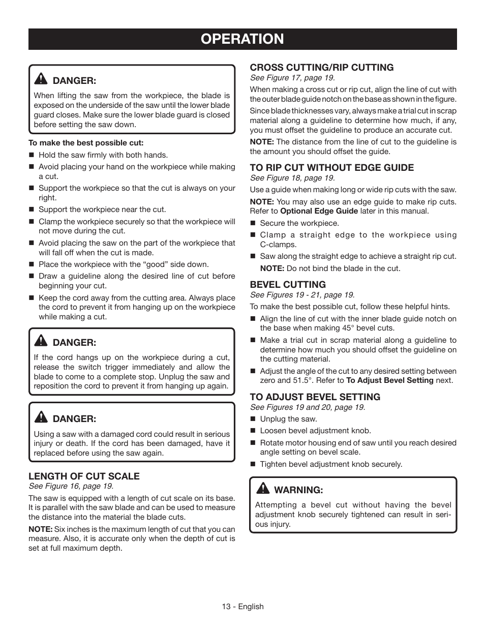 Operation | Ryobi CSB133L User Manual | Page 13 / 52
