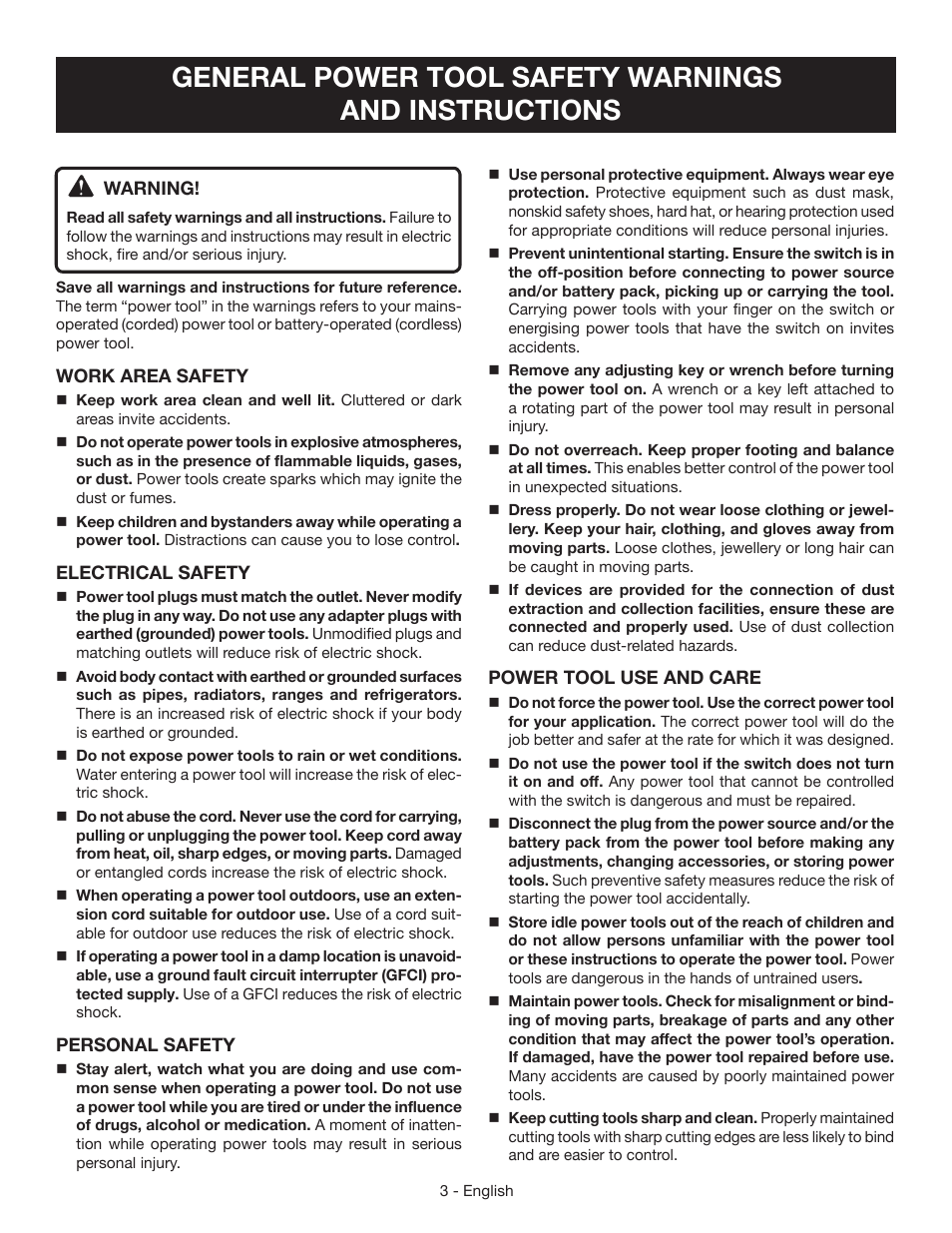 Ryobi CSB133L User Manual | Page 3 / 52