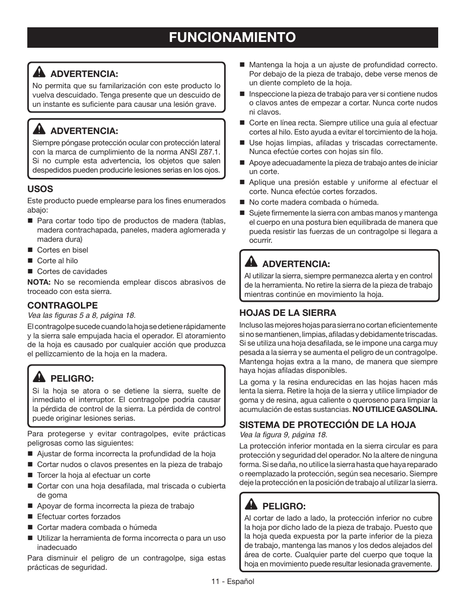 Funcionamiento | Ryobi CSB133L User Manual | Page 41 / 52