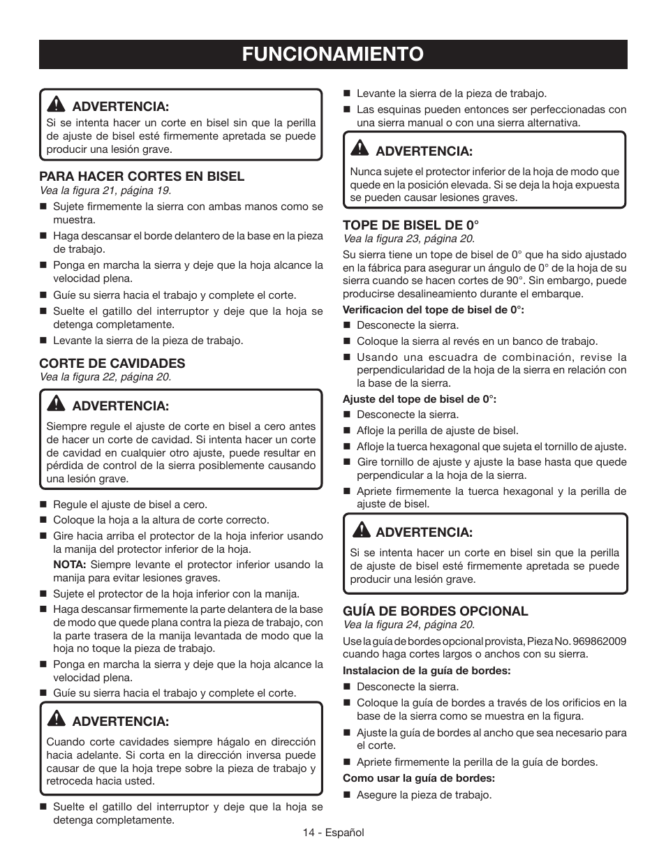Funcionamiento | Ryobi CSB133L User Manual | Page 44 / 52