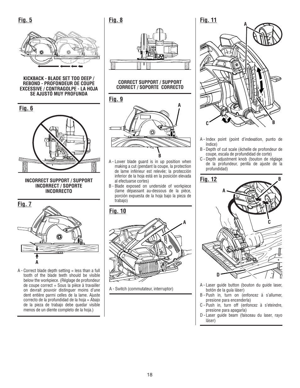 Fig. 5 fig. 6 fig. 7, Fig. 8 fig. 9, Fig. 10 | Fig. 11 fig. 12 | Ryobi CSB133L User Manual | Page 48 / 52