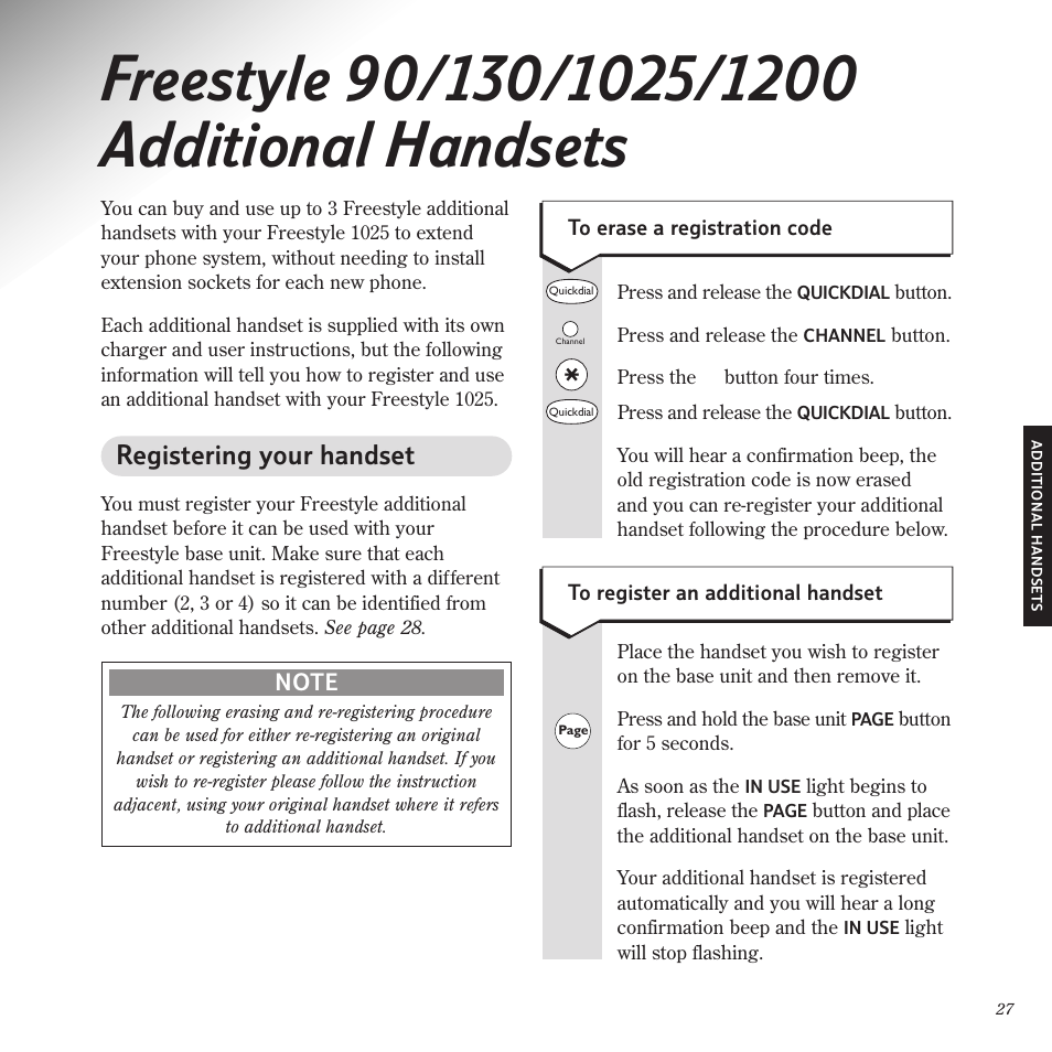 Registering your handset | BT Freestyle 1025 User Manual | Page 31 / 47