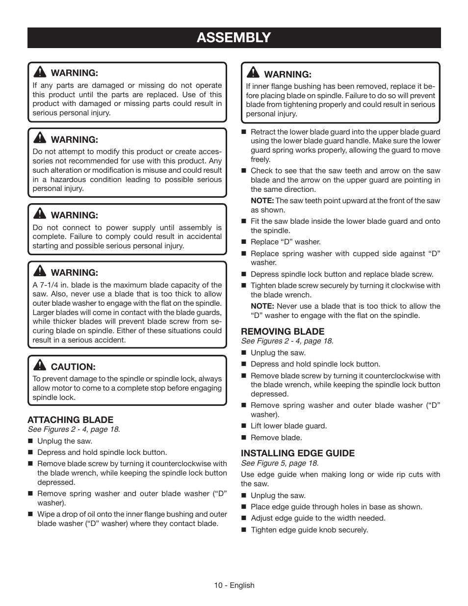 Assembly | Ryobi CSB142LZ User Manual | Page 10 / 52