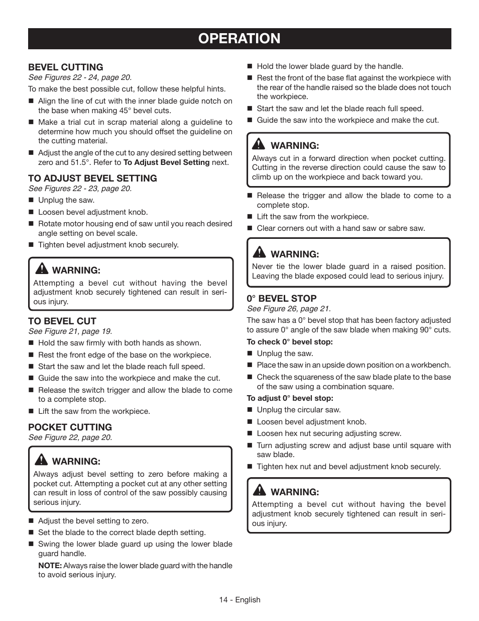 Operation | Ryobi CSB142LZ User Manual | Page 14 / 52