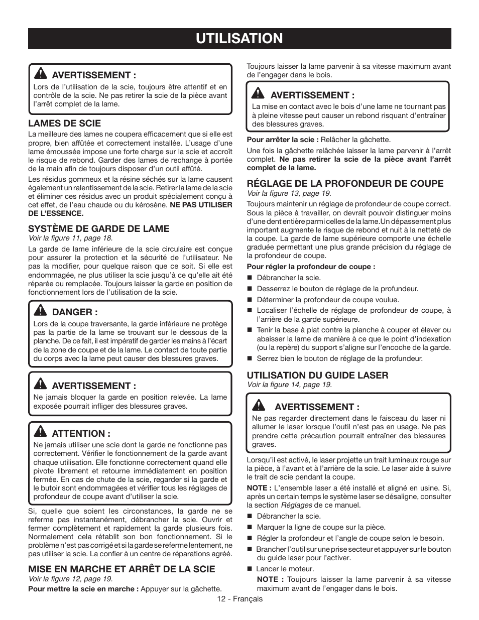 Utilisation | Ryobi CSB142LZ User Manual | Page 27 / 52