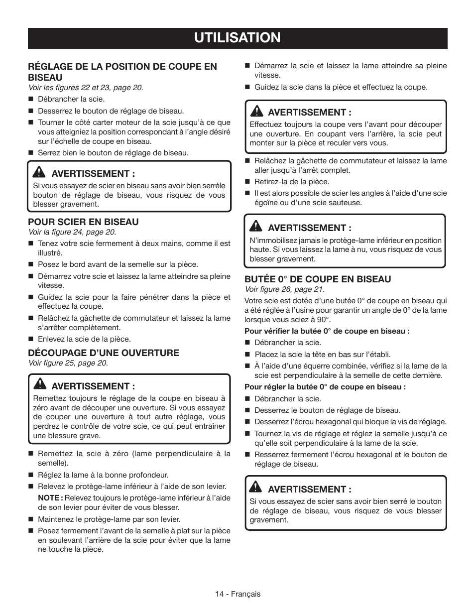 Utilisation | Ryobi CSB142LZ User Manual | Page 29 / 52